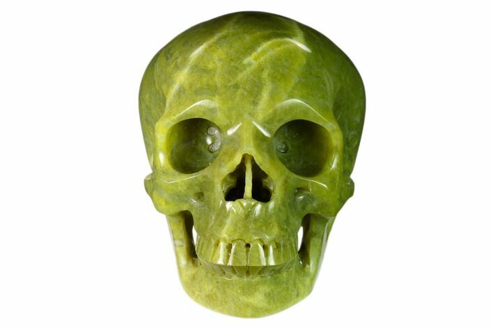 Realistic, Polished Jade (Nephrite) Skull #150881